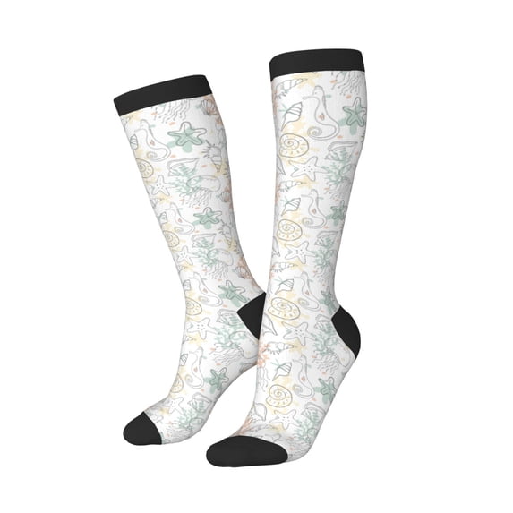 Lsque Sea Animals Printed Crew Socks Men's Women's LightWeight Thin Casual Calf Socks ,Knee High Socks,Cotton Socks