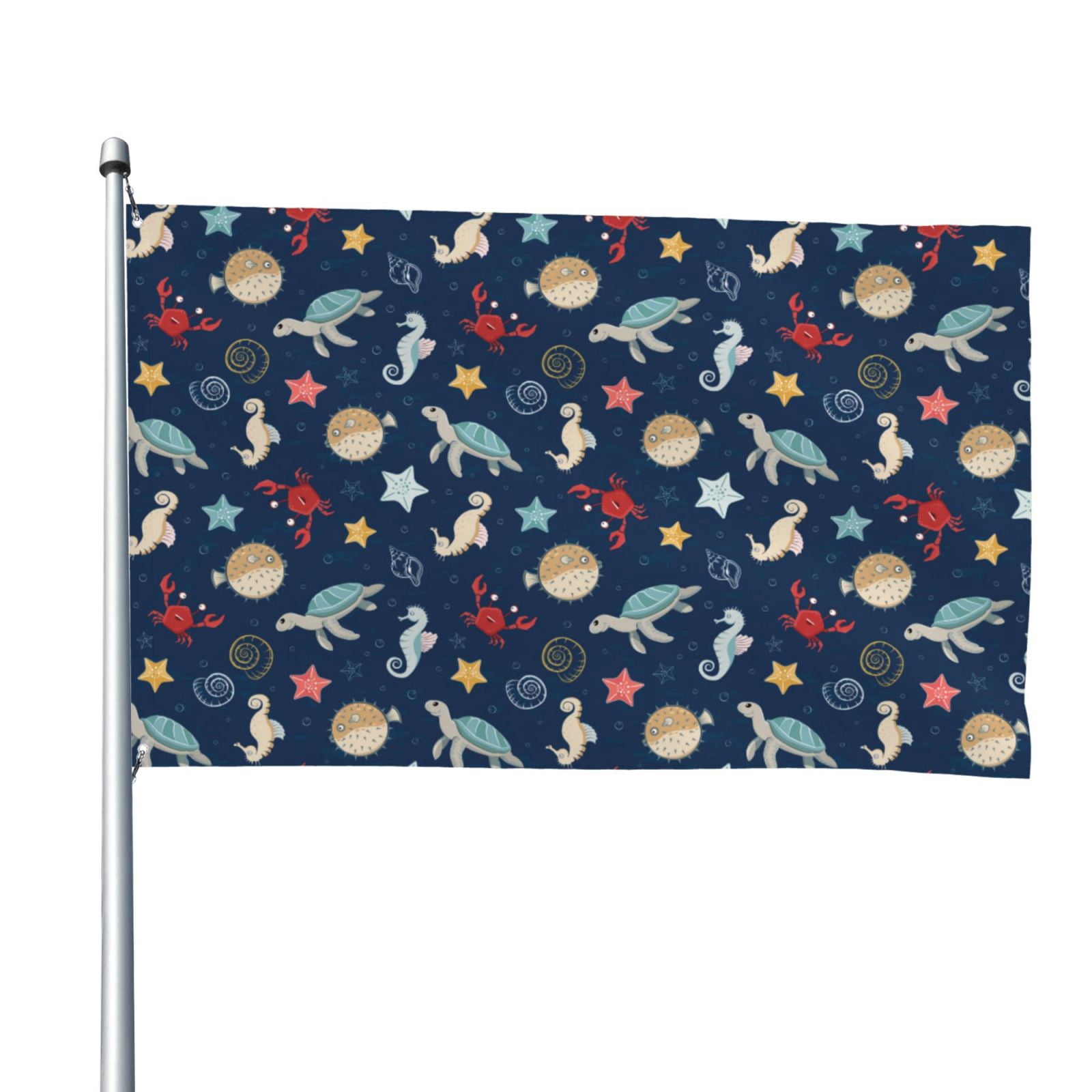 Lsque Sea Creatures Pattern Flag,Sea Creatures Printed Garden Flag 48 x ...