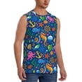 thumbnail image 1 of Lsque Sea Fish Print Men's Cotton Blend Sleeveless Muscle Shirts (S-3XL)- Moisture Wicking, Odor Protection, UPF 30+,X-Large, 1 of 8