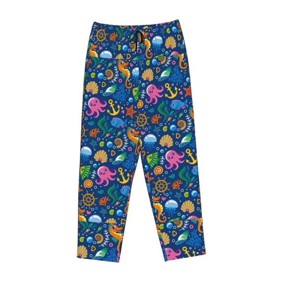 Lsque Sea Fish Print Women's Pajama Pants, Lounge Pant - Comfortable Home Wear,Elastic Waistband, Stylish Design-Small