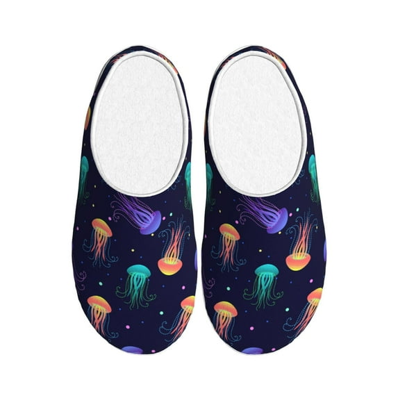 Lsque Sea Jellyfish Pattern Womens Comfort Cotton on Scuff With Memory Foam and Anti-skid Sole Slipper-37/38