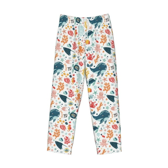 Lsque Sea Life 1 Print Men's Pajama Pants, Lounge Pant - Comfortable Home Wear,Elastic Waistband, Stylish Design-XX-Large