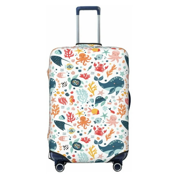 Lsque Sea Life 1 Printed Luggage Cover, Travel Luggage Protector,Scratch and Dirt Resistant, Fits 18-32 Inch Luggage - Small