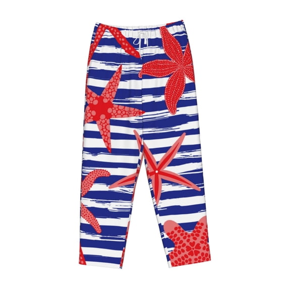 Lsque Sea Stars Print Women's Pajama Pants, Lounge Pant - Comfortable Home Wear,Elastic Waistband, Stylish Design-Large