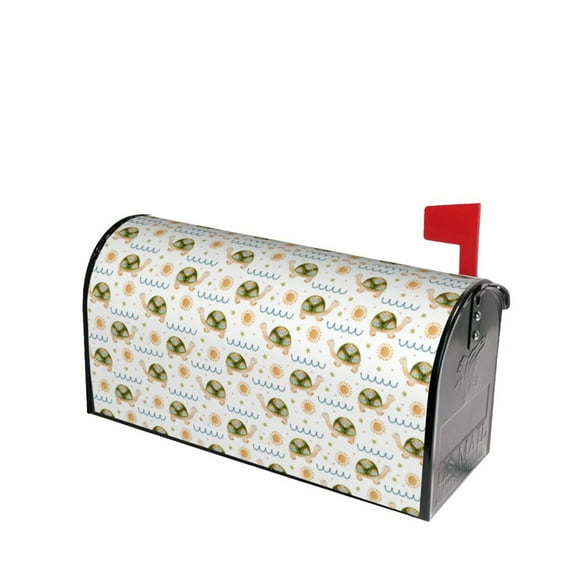 Lsque Sea Turtle Basking in the Sun Mailbox Cover Standard Size ,Magnetic Mailbox Covers Post Wraps Letter Box Cover -25.5x21 in