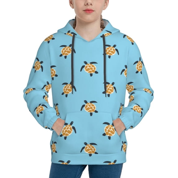 Lsque Sea Turtle Patten Youth Hoodie Sweatshirt Pullover with Kangaroo Pocket Boys and Girls Hoodie Warm Hoodie for Kids-X-Large