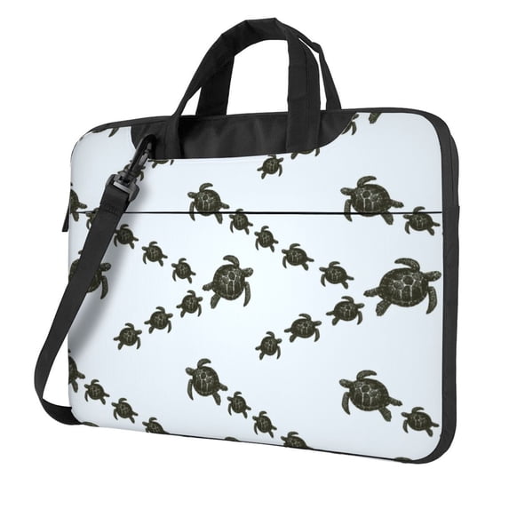 Lsque Sea Turtle Pattern Laptop Bag – Portable & Slim Single-Shoulder Computer Case with Adjustable Strap, Protective, Lightweight for 13”/14”/15.6” Laptops