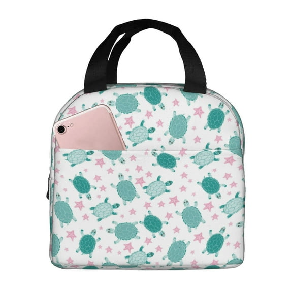 Lsque Sea Turtle Pattern Lunch Bag Women/Men Insulated Lunch Box,Small Leakproof Cooler Food Lunch Containers Reusable High Capacity Lunch Tote Bags