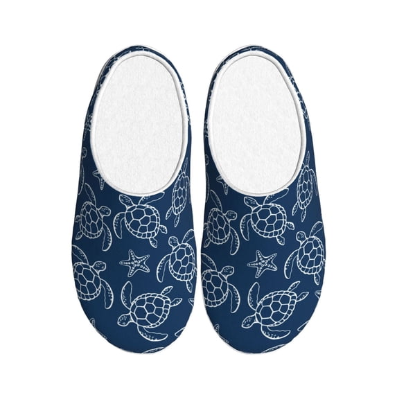 Lsque Sea Turtle Pattern Womens Comfort Cotton on Scuff With Memory Foam and Anti-skid Sole Slipper-40/41