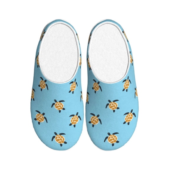 Lsque Sea Turtle Pattern Womens Comfort Cotton on Scuff With Memory Foam and Anti-skid Sole Slipper-44/45
