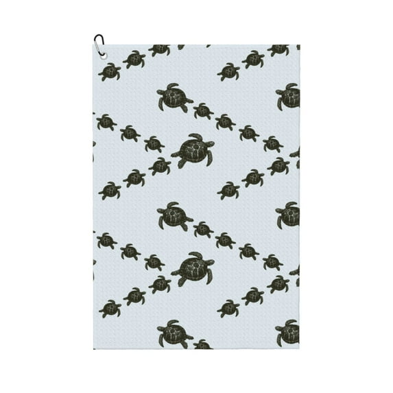 Lsque Sea Turtle Premium Golf Towel - Ultra Absorbent and Quick Drying Microfiber Towel with Carabiner - Gift for Men -24" X 16"