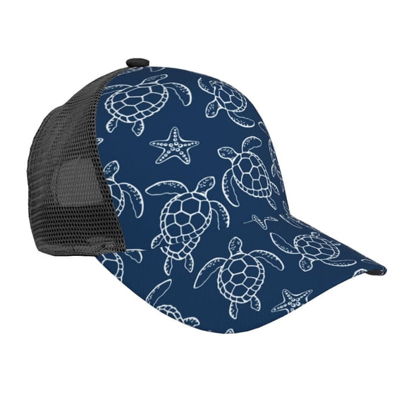 Lsque Sea Turtle Printed Trucker Hat - Baseball Cap for Men Women - Breathable Mesh Side, Adjustable Fit - for Casual Wear