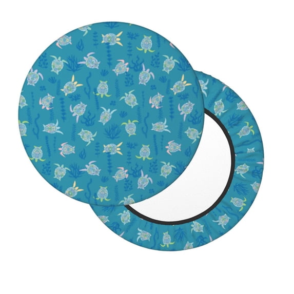 Lsque Sea Turtle Round Bar chair cushion covers Velvet Fabric Premium Comfort Protects from Scratches and Stains for 14-17 Inch Chair- 12 inch