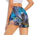 thumbnail image 1 of Lsque Sea Turtle Swims Printed Women's Running Shorts with Liner Pockets,Elastic Quick Dry Workout Athletic Gym Yoga Shorts,Womens High Waist Shorts-Large, 1 of 9