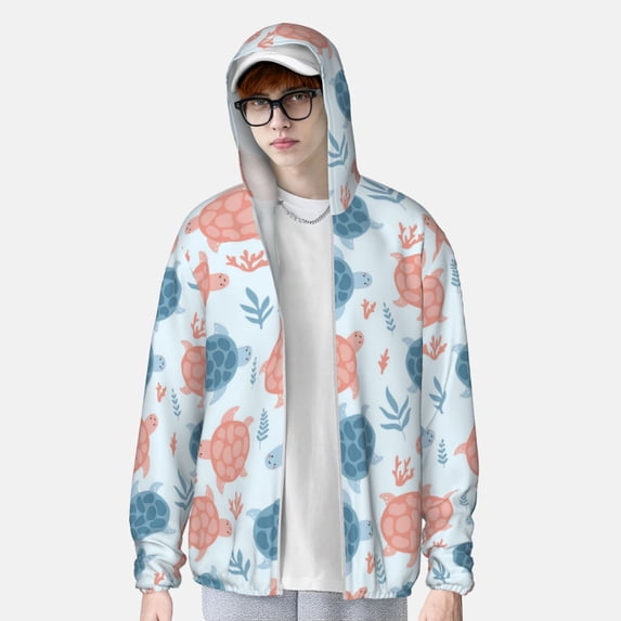 Lsque Sea Turtle UPF 50+ Lightweight Sun Protection Men's Women's Long Sleeve Shirt, Hoodie Performance -Large
