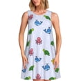 thumbnail image 1 of Lsque Sea Turtle Whale Pattern Summer Dresses for Women – Sleeveless T-Shirt Swing Sundress, Perfect for the Beach and Casual Days, 1 of 7