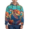 thumbnail image 1 of Lsque Sea Turtle in Coral Pattern Casual Men's Hoodie,Hooded Sweatshirt with Kangaroo Pocket,Pullover Hoodie-X-Large, 1 of 7