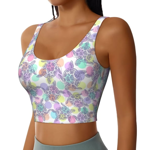Lsque Sea Turtles Printed Women'S Sports Bra, Compression, Moisture Wicking, High-Impact Sports Bra For Women,Supportive sports bra-Small