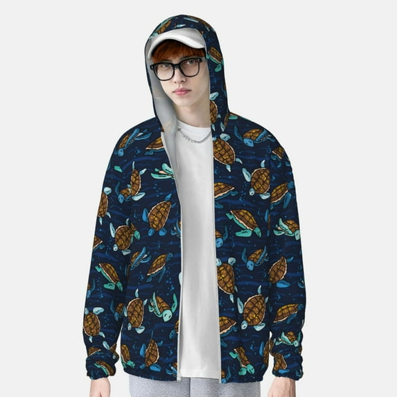 Lsque Sea Turtles Swimming UPF 50+ Lightweight Sun Protection Men's Women's Long Sleeve Shirt, Hoodie Performance -3X-Large