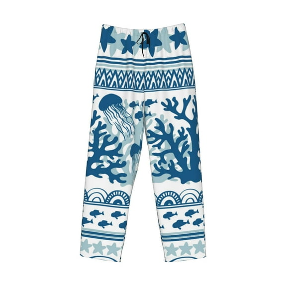 Lsque Sea Underwater Jellyfish Print Men's Pajama Pants, Lounge Pant - Comfortable Home Wear,Elastic Waistband, Stylish Design-Large