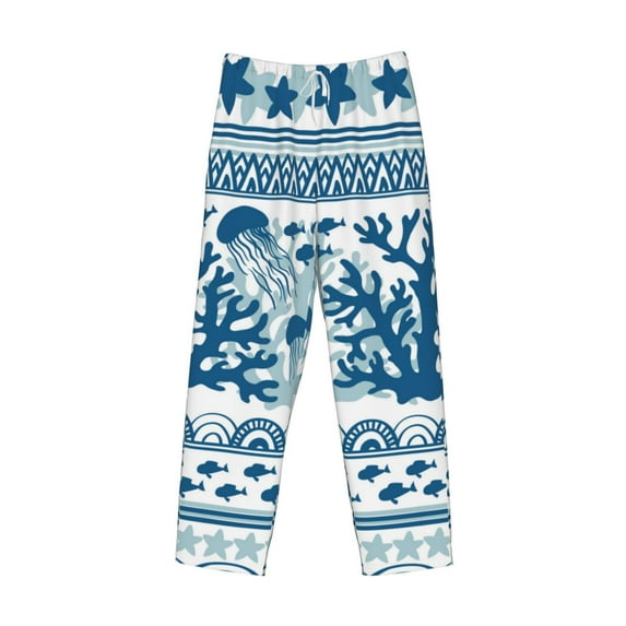 Lsque Sea Underwater Jellyfish Print Men's Pajama Pants, Lounge Pant - Comfortable Home Wear,Elastic Waistband, Stylish Design-Medium