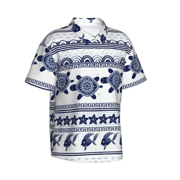 Lsque Sea Underwater Turtles pattern Hawaiian Shirt for Men, Unisex Summer Beach Casual Short Sleeve Button Down Shirts-XX-Large