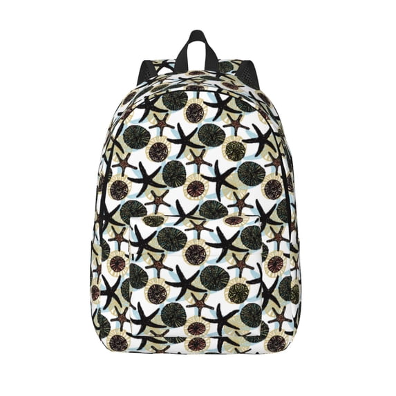 Lsque Sea ​​Urchin Pattern Canvas Daypack, Durable Backpack, High-quality Versatile Backpack,Vintage Compact Backpack-Small