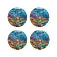 thumbnail image 1 of Lsque Sea World Pattern 4" Drink Coasters Set of 4, PVC Leather Absorbent Coasters, Table Coaster Set Decorative Coffee Cup Coasters Housewarming Gift -Round Shape, 1 of 6