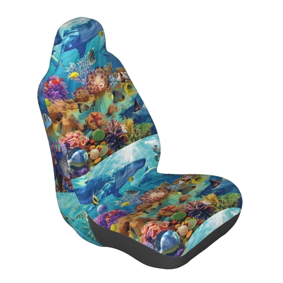 Lsque Sea World Pattern Car Seat Covers for Front Seats , Waterproof Seat Covers for Cars, Sporty Front Seat Covers,Car Seat Cover Protector Front Seats