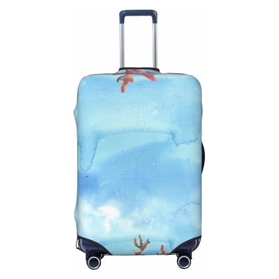 Lsque Sea and Fish Printed Luggage Cover, Travel Luggage Protector,Scratch and Dirt Resistant, Fits 18-32 Inch Luggage - Medium