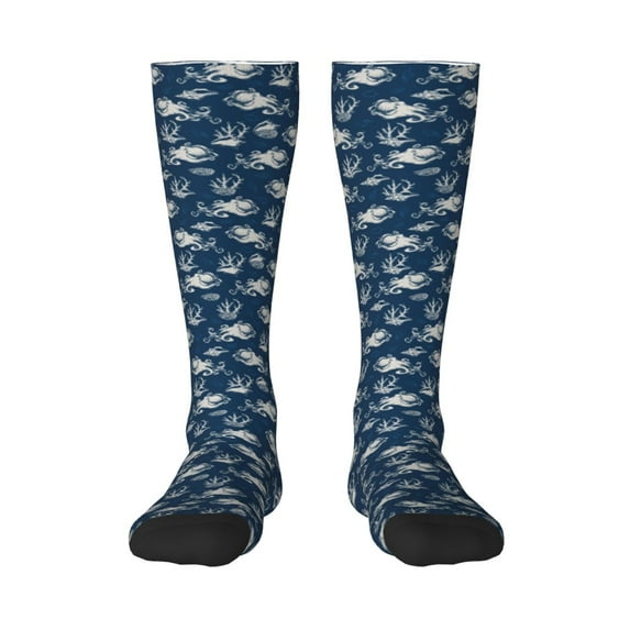 Lsque Sea octopus Printed Crew Socks Men's Women's LightWeight Thin Casual Calf Socks ,Knee High Socks,Cotton Socks