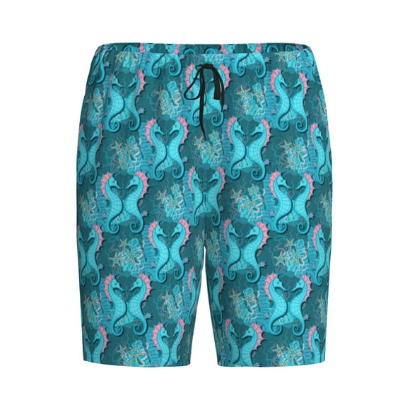 Lsque Seahorse Mens Sleep Pajama Shorts,Short Pajama Pants, Cotton Ultra-Soft Knit-Large
