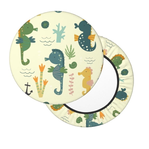 Lsque Seahorse Round Bar chair cushion covers Velvet Fabric Premium Comfort Protects from Scratches and Stains for 14-17 Inch Chair- 13 inch