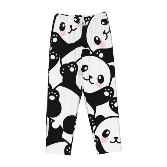 Lsque Seamless Pattern Cute Panda Print Women's Pajama Pants, Lounge Pant - Comfortable Home Wear,Elastic Waistband, Stylish Design-Small