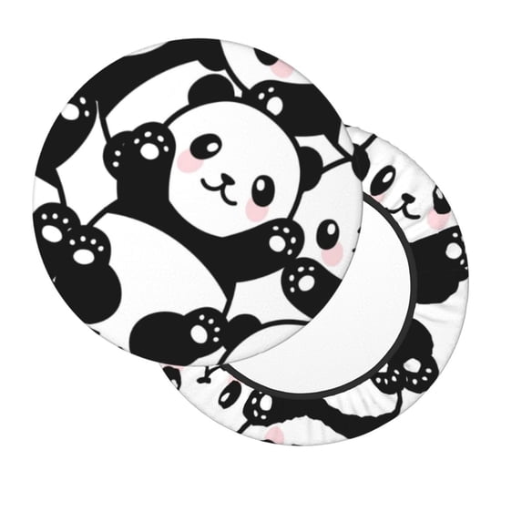 Lsque Seamless Pattern Cute Panda Round Bar chair cushion covers Velvet Fabric Premium Comfort Protects from Scratches and Stains for 14-17 Inch Chair- 13 inch