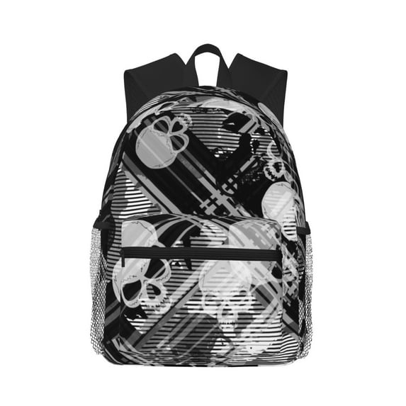 Lsque Seamless Pattern With Skulls Classic Casual Backpack - Large Capacity Water-Resistant Backpack for School, Work, Travel, and Outdoor Activities