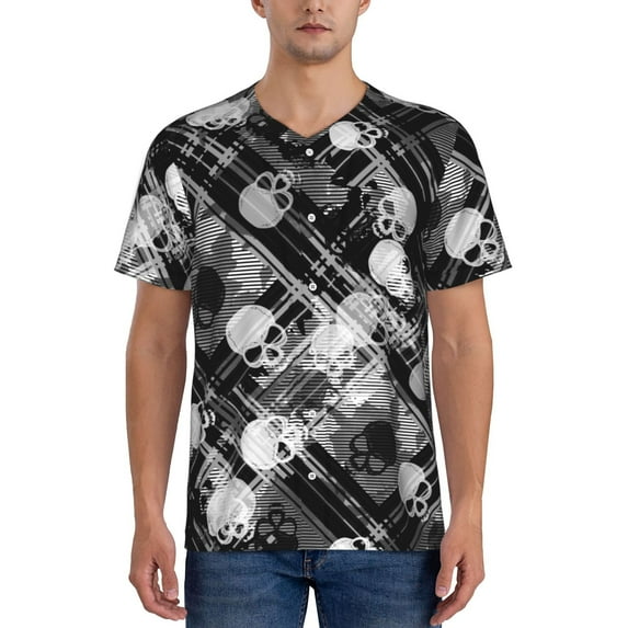 Lsque Seamless Pattern With Skulls Pattern Mens Polo Golf Shirts Funny Graphics Shorts Sleeve Button Shirts Baseball T-shirt-X-Large