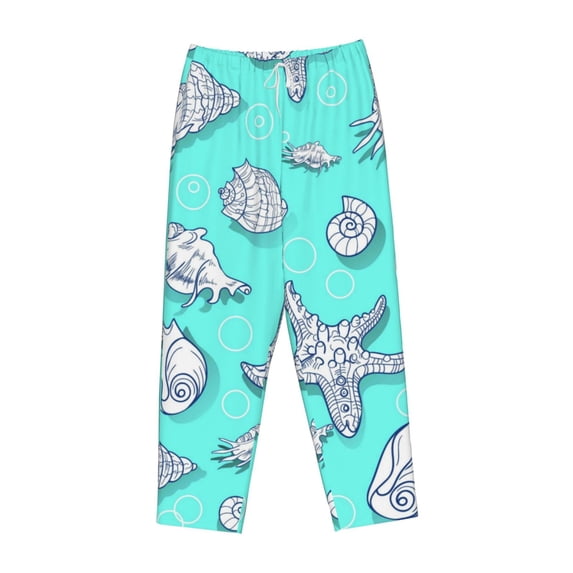 Lsque Seashell And Starfish Print Women's Pajama Pants, Lounge Pant - Comfortable Home Wear,Elastic Waistband, Stylish Design-XX-Large