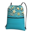thumbnail image 1 of Lsque Seashells And Fishing Net On Blue Wooden Table Print Drawstring zipper Backpack Bag Sport Gym Sackpack Cinch Bags Drawstring Bags Draw String Sport Bag-One Size, 1 of 6