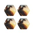 thumbnail image 1 of Lsque Seaside Sunset Cool Dragon Pattern 4" Drink Coasters Set of 4, PVC Leather Absorbent Coasters, Table Coaster Set Decorative Coffee Cup Coasters Housewarming Gift -Hexagon, 1 of 6