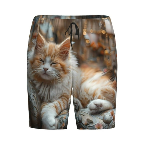 Lsque Serene Kitten Kingdom Mens Sleep Pajama Shorts,Short Pajama Pants, Cotton Ultra-Soft Knit-Small