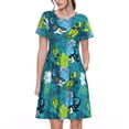 thumbnail image 1 of Lsque Shark And Leaves Print Women's Casual Dress T-Shirt Summer Short Sleeve Scoop Neck Swing Dresses, 1 of 6