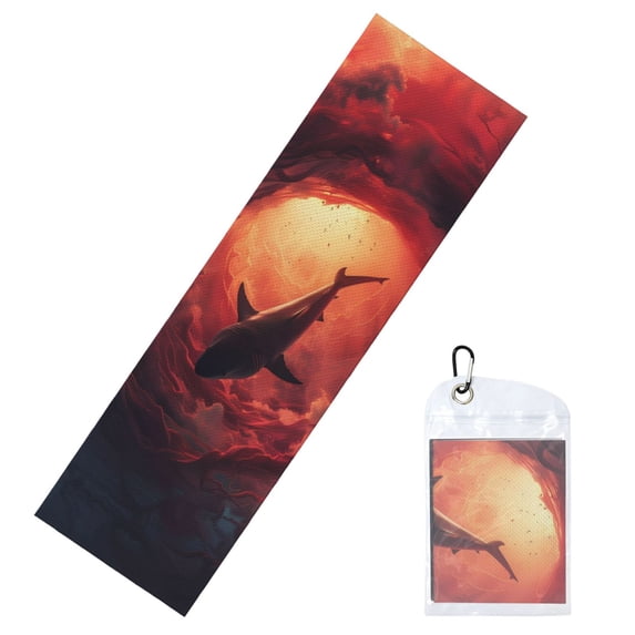 Lsque Shark Underwater Vortex Printed Cooling Towel (40"x 12"), Ice Towel, Microfiber, Soft Breathable Chilly Towel for Yoga, Sport, Gym, Workout, Fitness, Running