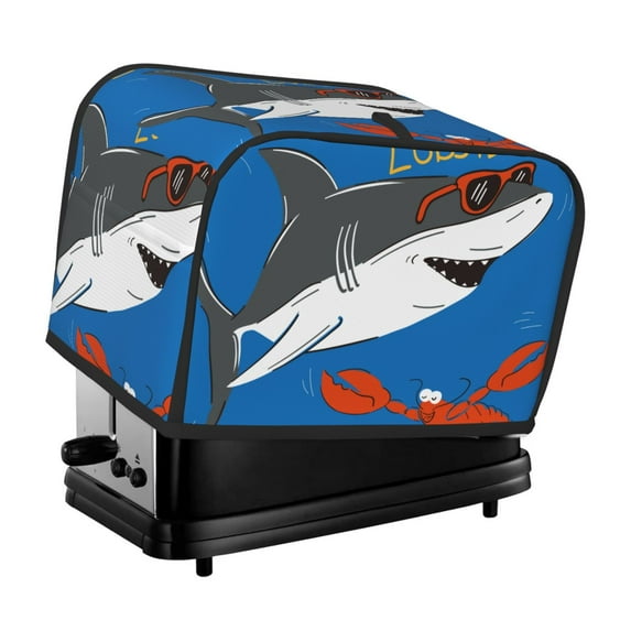 Lsque Shark With Sunglasses and Lobste Print 2 Slice Toaster Cover , Kitchen Appliance Dustproof Protector , Toaster Protector Dustproof Kitchen Appliance Cover