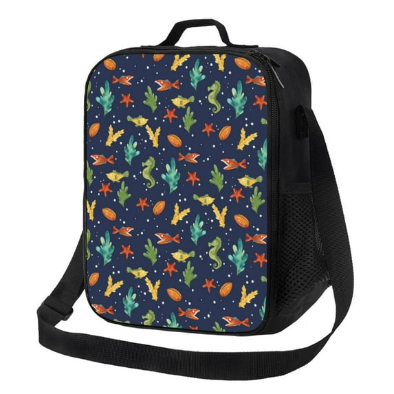 Lsque Shells and Seaweed Lunch Bag Lunch Box for Women Men Reusable Insulated Lunch Tote Bag,Leakproof Thermal Cooler Sack Food Handbags Case High Capacity