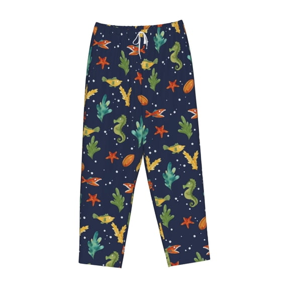 Lsque Shells and Seaweed Print Women's Pajama Pants, Lounge Pant - Comfortable Home Wear,Elastic Waistband, Stylish Design-XX-Large