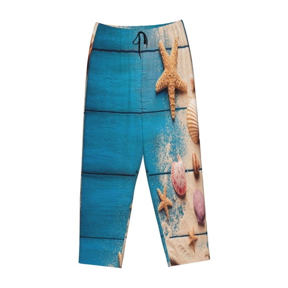 Lsque Shells and Starfish Print Women's Pajama Pants, Lounge Pant - Comfortable Home Wear,Elastic Waistband, Stylish Design-Small
