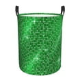 thumbnail image 1 of Lsque Shiny round green sequins Pattern Laundry Hamper Basket, Tall Woven Rope Hamper Basket for Clothes, Lightweight Storage Basket, Collapsible Waterproof-, 1 of 6