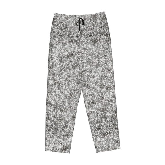 Lsque Silver Glitter Print Women's Pajama Pants, Lounge Pant - Comfortable Home Wear,Elastic Waistband, Stylish Design-Large