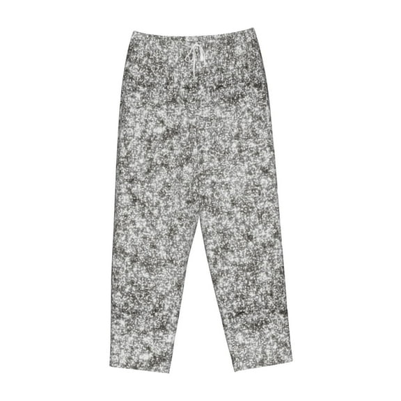 Lsque Silver Glitter Print Women's Pajama Pants, Lounge Pant - Comfortable Home Wear,Elastic Waistband, Stylish Design-Large